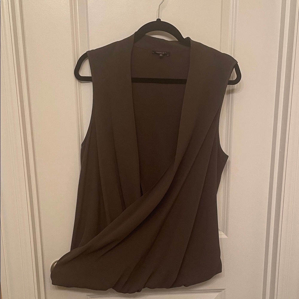 Lafayette 148 New York Brown Drape Blouse